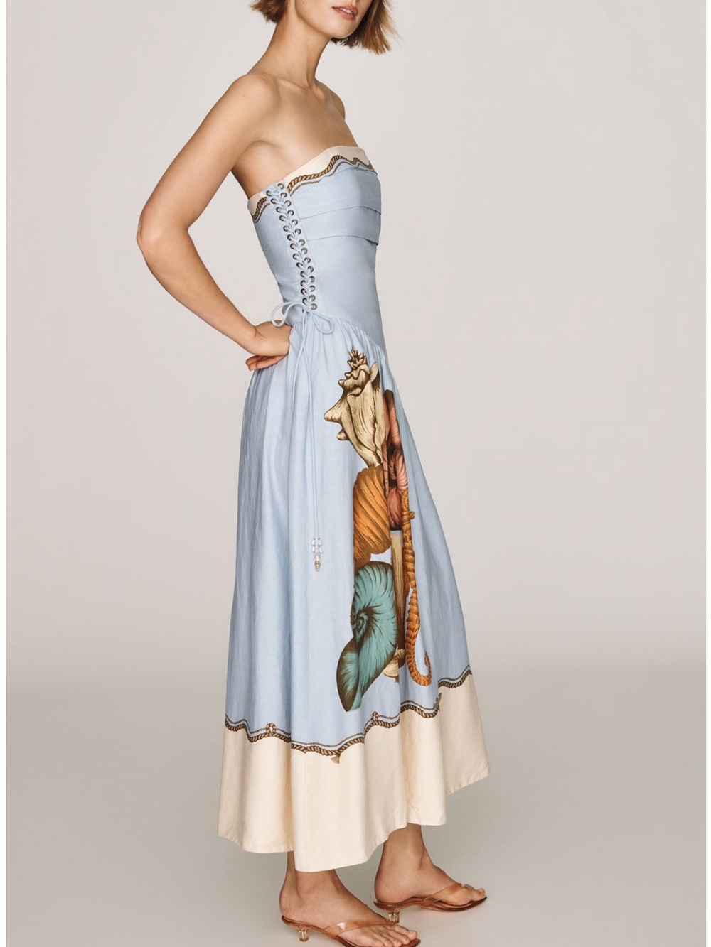 New FARM Rio Souvenir Strapless Midi Dress - Picture 2 of 4